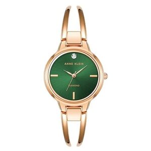 Women's Genuine Diamond Dial Bangle Watch Gold /Green